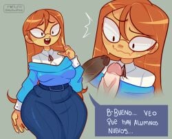 1boy 1girls anus anus_peek ass ass_freckles blush bra cum cum_on_face cumshot dark-skinned_male dialogue female freckles freckles_on_ass glasses handjob innocent kindergarten_(game) kindergarten_3 long_hair male male_pov meliwipink ms._lovelett nerd orange_hair panties pillow_shading pov text