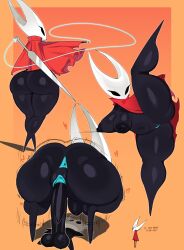 1girls 2_horns alternate_body_type alternate_breast_size arthropod artist_name big_ass big_breasts big_butt black_body black_skin breasts bubble_ass bubble_butt bug bug_girl caffeee female female_only hollow_knight hollow_knight:_silksong hornet_(hollow_knight) large_ass large_breasts large_butt protagonist_(hollow_knight) silksong team_cherry