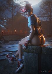 1girls 2025 3d 3d_(artwork) asian asian_female ass big_ass black_panties black_thong blender blizzard_entertainment bubble_ass bubble_butt detailed_background face_markings facial_markings female female_focus female_only headband headphones headwear hi_res highres japanese japanese_female kiriko_(overwatch) kiriko_kamori looking_at_viewer looking_back overwatch panties partially_clothed pose posing showing_off sitting sunlight sunset thick_ass thick_thighs thong thong_panties topwear underwear vgerotica watermark