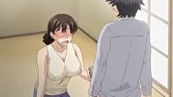 1boy 1girls 2020 20s age_difference animated breasts cheating_(relationship) female helping hitozuma_mitsu_to_niku housewife large_breasts large_penis male masturbation mature_female nipple_stimulation_through_clothes obasan_(hitozuma_mitsu_to_niku) older_female_and_younger_male penis queen_bee_(animation_studio) rubbing stroking_cock tagme teaching vest yukio_(hitozuma_mitsu_to_niku)
