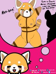 aggressive_retsuko bad_grammar blush bondage bound breasts cute daddy_pone english_text fantasy female furry haida hi_res illiterate mammal red_panda retsuko rope sanrio straight_hair text