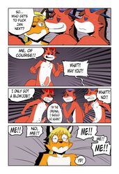 after_sex angry anthro border canine clone comic cuddling dialogue english_text erection fox furry furry_only group hair hat hi_res hug jan lomas male mammal no_humans penis sound_effects speech_bubble text tolok top_hat yaoi