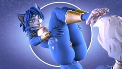16:9 3d_(artwork) 4_toes 5_fingers anklet anthro areola armor ass big_breasts big_butt blue_body blue_fur blue_hair breasts canid canine circlet digital_media_(artwork) ear_piercing ear_ring feet female fingers fluffy fluffy_tail fox fur genitals glowing glowing_eyes gold_(metal) gold_jewelry gradient_background hair hi_res jewelry krystal_(star_fox) krystal_appreciation_month looking_at_viewer mammal markings multicolored_body multicolored_fur nintendo nipple_piercing nipples nude nude_anthro nude_female pawpads piercing pinup pose presenting presenting_hindquarters presenting_vulva pussy ring_piercing simple_background solo source_filmmaker_(artwork) star star_fox tail tattoo teal_eyes thevestige toes tribal tribal_markings tribal_tattoo vambrace voluptuous_anthro voluptuous_female vulva warfare_krystal white_body white_fur widescreen