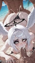 1girls ahe_gao ahegao_face ai_generated all_fours angel beach big_breasts bikini bikini_bottom bikini_top black_lipstick blowjob breasts breasts_out bukkake cum cum_in_mouth cum_in_pussy cum_inside cum_on_ass cum_on_breasts cum_on_face cum_on_hair curvy curvy_body curvy_female dark-skinned_male deepthroat dreamyan_ai excessive_cum eyeshadow facial fellatio gangbang group group_sex halo hazbin_hotel hi_res high_quality high_resolution highres interracial irrumatio lute_(hazbin_hotel) makeup male_pov multiple_boys multiple_penises nipples oral oral_sex pale_skin pleasure_face pov short_hair spitroast thick_ass thick_thighs thighs uncensored vagina vaginal_insertion vaginal_penetration vaginal_sex white_hair white_skin wings yellow_eyes