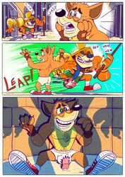 balls coliseum comic crash_(series) crash_bandicoot crash_bandicoot:_warped english_text foreskin full_color gay gladiator male male_only muscular penis tawny_otter tawnyotter tiny_tiger torn_clothes uncut yaoi