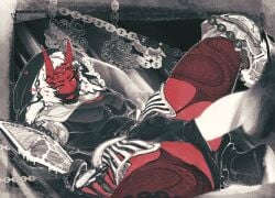 2021 armor ass big_breasts big_butt bodily_fluids boots breasts butt_from_the_front camel_toe chained_arms chained_legs cleavage clothed clothing curvy_figure demon disembodied_penis erection female female_raped flavoursarthole footwear forced forced_spreading garter_straps genitals hair heart_symbol hearts_around_head hi_res horizontal_pupils horn horned_humanoid hourglass_figure humanoid knee_boots knee_highs legwear lying male nun_habit nun_outfit on_back penetration penis penis_through_underwear pupils pussy rape red_body red_eyes red_hair red_skin religious_clothing restrained_arms restrained_legs secretly_loves_it sex shallow_penetration shoes solo spread_legs spreading tears thick_thighs thigh_highs tied_mouth tight_clothing vaginal_prodding white_hair wide_hips