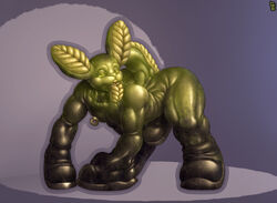 ass boots clothing corruption footwear lagomorph male male_only mammal mot open_mouth rabbit rubber shiny simple_background soles transformation