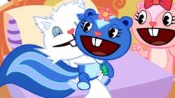 1boy 2girls animated anthro female female_penetrated gif giggles giggles_(htf) happy_tree_friends male male_penetrating_female nemao petunia petunia_(htf) pink_fur skunk snowers