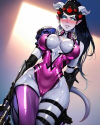 ai_generated athena big_breasts breasts cosplay draenei draenei_female draenei_paladin female goddess overwatch overwatch_2 reincarnation thick_legs thick_thighs widowmaker_(cosplay) world_of_warcraft