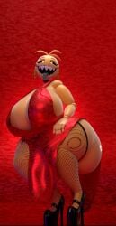2024 3d_(artwork) anthro avian beakless big_breasts bird breasts chicken clothing cyanu_(modeler) digital_media_(artwork) doublestuffnsfw dress ear_piercing ear_ring female fishnet_clothing fishnet_legwear fishnet_stockings five_nights_at_freddy's five_nights_at_freddy's_2 footwear galliform gallus_(genus) hi_res high_heels legwear machine phasianid piercing red_clothing red_dress ring_piercing robot scottgames sharp_teeth shoes solo teeth thick_thighs toy_chica_(cyanu) toy_chica_(fnaf) yellow_body yellow_skin