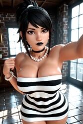 3d 3d_(artwork) ai ai_generated big_ass big_breasts black_hair black_lipstick busty dress female lipstick radnsad solo solo_female solo_focus thick_thighs
