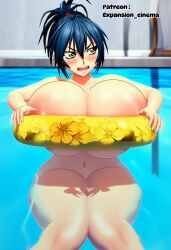 breast_expansion breast_press breast_squeeze breasts breasts_bigger_than_head breasts_bigger_than_torso expansion_cinema female gigantic_breasts gigantic_nipples huge_breasts hyper hyper_breasts hyper_genitalia manyuu_chifusa manyuu_hikenchou poolside