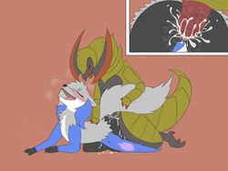 1boy 1girls 2018 3_fingers 3_toes all_fours alternate_color anthro ass big_ass big_penis big_tail black_skin blue_fur blush brown_background claws close-up cum cum_in_pussy cum_inside dated delphox digital_media_(artwork) doggy_style dragon duo erection fangs feet female fox from_behind fur furry green_skin grey_fur hair hand_on_ass haxorus heavy_breathing interspecies kneeling looking_down looking_pleasured male mammal nintendo open_mouth orgasm original_character penetration penis pokémon_(species) pokemon pokemon_bw pokemon_xy purple_fur pussy pussy_juice rymherdier saliva scalie sex simple_background size_difference smile straight tail text thick_thighs tongue tumblr tusks vaginal_penetration video_games watermark wet white_fur