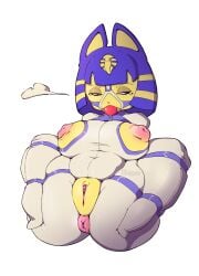 animal_crossing ankha bitchsuit bondage bondage exposed_ass exposed_nipples exposed_pussy gag latex