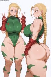 1girls ai_generated ass blonde_hair blue_eyes breasts cammy_white capcom dat_ass feet female hips huge_ass huge_breasts light-skinned_female light_skin long_hair naughty_face street_fighter stuffyai thick_thighs thighs wide_hips
