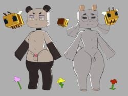 anthro balls bear bee cage caged caged_cock chastity chastity_cage chastity_device cock cock_cage flaccid flat_chastity_cage goat goat_horns horns kinkykong konni long_gloves male minecraft minecraft_mob minecraft_skin nude orgasm_denial penis penis_cage pink_chastity_cage small_cock small_penis standing stockings tagme tam_tam_(tamdagoat) tamdagoat tan_fur white_fur
