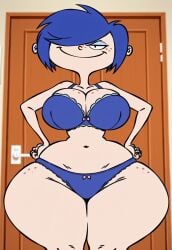 accurate_art_style accurate_model aged_up aged_up_character ai_generated big_breasts big_breasts big_hips blue_bra blue_panties bra cartoon_network civitai curvy curvy_figure ed_edd_n_eddy female hourglass_figure marie_kanker panties thicc thick_thighs thighs wide_hips