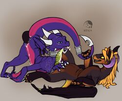 collar cum cum_in_mouth cum_inside cum_leaking cum_string cynder dragon duo erection fellatio female feral knot male oral penetration sex smile spyro_the_dragon straight tail_sex video_games yojek163