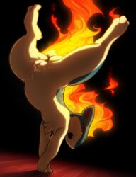 1girls 2018 3_toes absurd_res armpits ass ass_up belly black_background blue_fur digital_media_(artwork) eto_ya eyelashes fang feet female female_only fire flat_chest furry half-closed_eyes handstand hi_res legs_up looking_at_viewer nintendo no_nipples nude open_mouth paws pokémon_(species) pokemon pokemon_(species) pokemon_gsc pussy pussy_juice quilava red_eyes solo spread_legs spreading teeth thick_thighs tumblr video_games yellow_fur