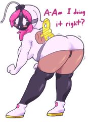 1girls ass ass_shake big_ass big_breasts big_butt bimbo black_panties bob-omb bottom_heavy breasts bubble_butt busty chubby clothing dancing dark_skin dat_ass dirtrafitictu english_text female female_only footwear full_body large_ass leaning_forward looking_back love mario_(series) mask nintendo panties pink_hair shaking_ass shirt shoes shy shy-bomb shy_gal shy_gal_dance_(minus8) simple_background socks solo standing text thick_ass thick_thighs thigh_highs thighhighs thong twerking upskirt white_background