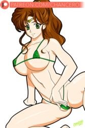 1girls big_breasts bishoujo_senshi_sailor_moon brown_hair cameltoe chancero circlet female female_only green_eyes huge_breasts large_breasts looking_at_viewer makoto_kino micro_bikini ponytail sailor_jupiter solo swimsuit transparent_background