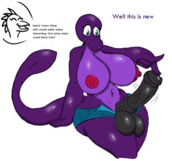 animal_genitalia animal_penis anthro ass big_breasts big_butt big_penis breasts dickgirl digital_media_(artwork) dinobust dinosaur equine_penis female futarian horsecock hyper hyper_penis intersex nipples penis scalie thick_thighs transformation tyler_(dinobust) tylosaurus voluptuous wide_hips