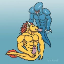 abs alien animated bxhrd gay insaniquarium_deluxe loop male muscular pecs penis yaoi