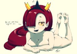 1girls ass blush breasts disney feet female hekapoo numinex red_hair star_vs_the_forces_of_evil text yellow_eyes