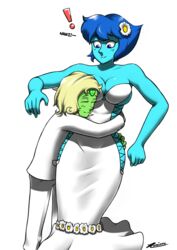 ! 2girls breasts dress female female_only hug lapis_lazuli_(steven_universe) married meme multiple_girls numinex peridot_(steven_universe) steven_universe wedding_dress wholesome wife_and_wife yuri