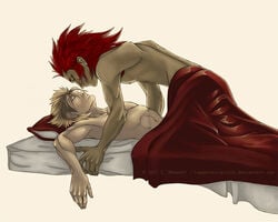 axel_(kingdom_hearts) blonde_hair demyx disney gay kingdom_hearts male male_only multiple_boys pillow red_hair square_enix yaoi