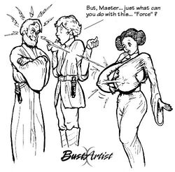 1girls 2boys a_new_hope alternate_breast_size big_breasts breast_expansion bust_artist clothed dialogue dress english_text expansion female fully_clothed huge_breasts lightsaber lightsaber_hilt long_dress lucasfilm luke_skywalker magic magic_user male nipple_bulge obi-wan_kenobi princess_leia_organa question source_request star_wars surprised tagme telekinesis text the_force torn_clothes trio wardrobe_malfunction wide_sleeves year_request