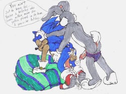 2boys anthro asshole bean_bag_chair bugs_bunny butthole crossdressing crossover cum duo foot_wear footwear fur furry gay gloves hedgehog looney_tunes male male/male male_only mammal multiple_males panties panties_down rabbit sega shoes sonic_(series) sonic_the_hedgehog straight_hair timon-berkowitz yaoi