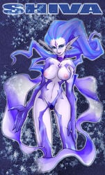 breasts female female_only final_fantasy final_fantasy_xi monster_girl mr_pavlov pointy_ears pubic_hair purple_skin shiva_(final_fantasy) solo tomotsuka_haruomi