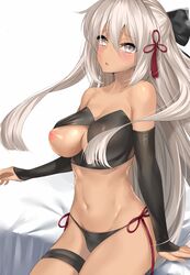 areolae blush bra breasts ero_waifu fate/grand_order fate_(series) female female_only long_hair looking_at_viewer nipples okita_souji_(alter)_(fate) okita_souji_(fate)_(all) panties solo