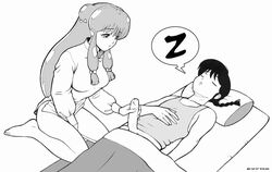 1boy chinese_clothes double_bun extro female long_hair penis penis_awe ranma-kun ranma_1/2 ranma_saotome shampoo_(ranma_1/2) sleep_molestation sleeping