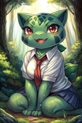 ai_generated bulbasaur pokemon school_uniform skirt