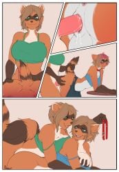anthro anus ass balls bat belly bent_over big_breasts blush bodily_fluids bottomwear breast_grab breast_play breast_squish breasts brown_body brown_fur brown_hair clothed clothing collar comic demon digital_media_(artwork) drooling duo facial_markings from_behind_position fur futanari genital_fluids genital_focus genitals gesture gloves_(marking) green_eyes gynomorph gynomorph/herm gynomorph_penetrating gynomorph_penetrating_herm gynomorph_penetrating_intersex hair hand_gesture hand_on_breast head_markings herm herm_(lore) herm_penetrated hi_res horn hybrid intersex intersex/intersex intersex_penetrated intersex_penetrating intersex_penetrating_herm intersex_penetrating_intersex kullax magic magic_user male male_(lore) mammal markings mask_(marking) narusewolf no_underwear penetration pink_body pink_fur pink_hair procyonid raccoon raised_tail rear_view red_eyes runa_ravnsdal saliva sex shirt short_hair skirt slim smile species_transformation squish tail tail_pull tank_top tongue tongue_out topwear torn_bottomwear torn_clothing transformation transformation_sequence twinning vaginal_fluids vaginal_penetration vulva weight_gain