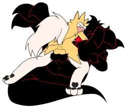 3_toes alpha_channel anthro anus ball_size_difference balls balls_touching big_tail black_pawpads casualredjerk claws duo feet generation_7_pokemon genitals jehuty_(bewa) kissing lycanroc male male/male midday_lycanroc monster nintendo pawpads pokemon pokemon_(species) red_(casualredjerk) simple_background size_difference tail toe_claws toes transparent_background