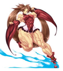 breasts extreme_muscles female guilty_gear highres kuradoberi_jam legs muscle muscular muscular_female purukogi_(plasma_beach) solo