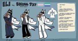 aeromorph aircraft andromorph anthro big_clitoris boeing boeing_737 bunchasticks clipboard clitoris clothed clothing electronics eli_the_plane_(bunchasticks) english_text eyebrowless eyewear genitals glasses headgear headphones headset hi_res holding_object intersex jumpsuit living_aircraft living_machine living_vehicle machine mastectomy_scar model_sheet no_source nude scar solo standing text vehicle