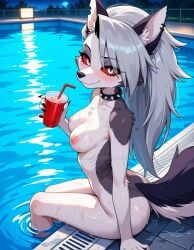 2025 ai_generated ass ass black_dot_eyes black_eyebrows booty breasts breasts deviantart elryusam furry_ass furry_breasts furry_ears furry_female furry_nose furry_tail helluva_boss holding_drink looking_at_viewer loona_(helluva_boss) meta metal_necklace mouth_closed naked_female nude_female pink_cheeks porn pornography sitting_on_ground smile_at_viewer smiling_at_viewer vivziepop wet_body wet_skin white_eyes white_hair youtube