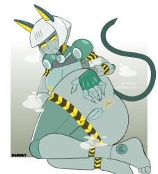 anus artist_name ass_grab big_ass big_breasts big_nipples big_thighs breasts cat_ears cat_tail catgirl collar dsmnup dsmnut female highres looking_at_viewer pussy robo-fortune robot skullgirls spread_anus steam text wide_hips