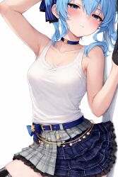 ai_generated camisole fertile_female flat_chest hololive hoshimachi_suisei no_bra no_panties no_penetration pretty_girl seductive sexy singlet
