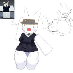 angry_expression angry_face ass_focus ass_slap bottom_heavy cat_ears cat_tail creature doodle roblox robloxian spookicookie sweating tagme thick_thighs