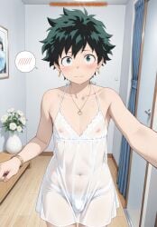 1boy ai_generated bulge dress femboy izuku_midoriya meybekity otoko_no_ko penis trap yaoi