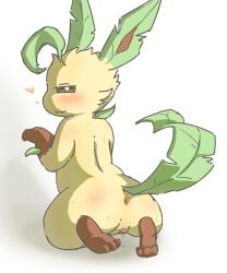 2025 3_toes absurd_res ambiguous_fluids anus ass blush canid canine censor_removal_edit digital_drawing_(artwork) digital_media_(artwork) eeveelution feet female feral generation_4_pokemon genitals green_ears green_tail half-closed_eyes hi_res kneeling leaf leafeon mammal narrowed_eyes nintendo paws pokemon pokemon_(species) pussy raised_tail rear_view smile soles solo tail thick_thighs third-party_edit toes wide_hips yellow_body yelushiku
