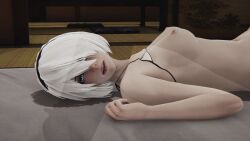 16:9 16:9_aspect_ratio 1girls 3d after_sex belly belly_button breasts erect_nipples hairband indoors looking_at_viewer looking_pleasured lying lying_on_back medium_breasts medium_hair mole_under_eye nier nier:_automata nier_(series) nipples on_back shoulders transparent_male video_game video_game_character video_game_franchise white_hair yorha_2b