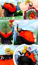 big_ass big_belly big_breasts burping cassie_lang desastur giantess huge_belly kate_bishop marvel marvel_comics snoup77 vore vore_belly