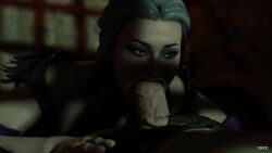 1boy 1girls 3d erection fellatio female male mortal_kombat oral oral_sex penis sindel veiny_penis vekkte