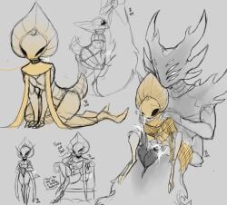 1girls blush bodily_fluids choker cum dialogue female femsub godseeker hemipenes hollow_knight image insects leash maledom mask masked masked_female on_lap plagueburd sex shade_lord size_difference team_cherry text wholesome